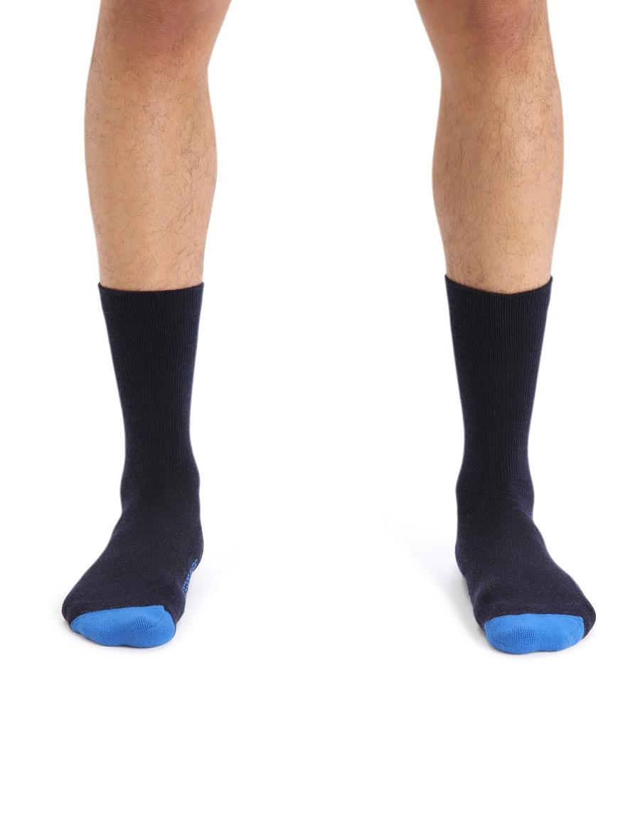 Men's Icebreaker Merino Lifestyle Light Crew Socks Midnight Navy / Lazurite | CA 1901MQZA